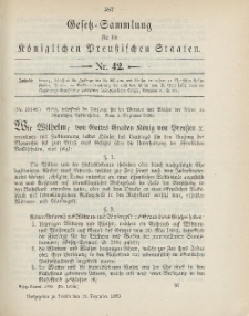 Gesetz-Sammlung für die Königlichen Preussischen Staaten, 19. Dezember 1899, nr. 42.
