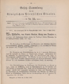 Gesetz-Sammlung für die Königlichen Preussischen Staaten, 13. Mai 1902, nr. 15.