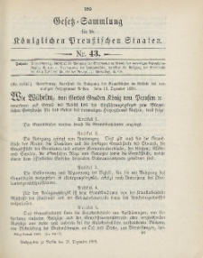 Gesetz-Sammlung für die Königlichen Preussischen Staaten, 21. Dezember 1899, nr. 43.