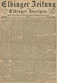 Elbinger Zeitung und Elbinger Anzeigen, Nr. 85 Mittwoch 13. April 1887