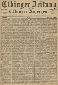 Elbinger Zeitung und Elbinger Anzeigen, Nr. 85 Mittwoch 13. April 1887