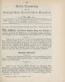Gesetz-Sammlung für die Königlichen Preussischen Staaten, 23. Dezember 1899, nr. 44.