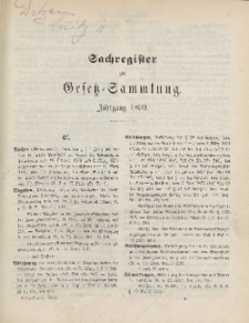 Gesetz-Sammlung für die Königlichen Preussischen Staaten (Sachregister), 1899