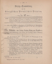 Gesetz-Sammlung für die Königlichen Preussischen Staaten, 30. Juni 1902, nr. 27.