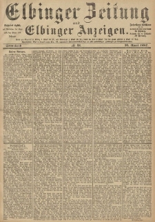 Elbinger Zeitung und Elbinger Anzeigen, Nr. 88 Sonnabend 16. April 1887