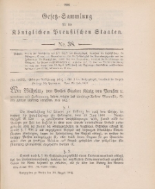 Gesetz-Sammlung für die Königlichen Preussischen Staaten, 26. August 1902, nr. 38.