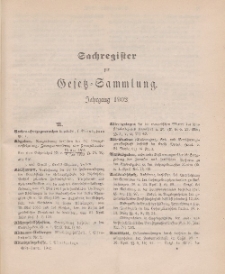 Gesetz-Sammlung für die Königlichen Preussischen Staaten (Sachregister), 1902