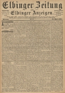 Elbinger Zeitung und Elbinger Anzeigen, Nr. 91 Mittwoch 20. April 1887