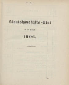 Gesetz-Sammlung für die Königlichen Preussischen Staaten, (Staatshaushalts-Etat für das Etatsjahr 1906)