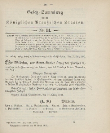 Gesetz-Sammlung für die Königlichen Preussischen Staaten, 11. April 1906, nr. 14.