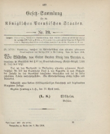 Gesetz-Sammlung für die Königlichen Preussischen Staaten, 3. Mai 1906, nr. 19.
