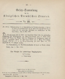 Gesetz-Sammlung für die Königlichen Preussischen Staaten, 11. Mai 1906, nr. 21.