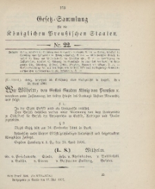 Gesetz-Sammlung für die Königlichen Preussischen Staaten, 17. Mai 1906, nr. 22.
