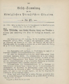 Gesetz-Sammlung für die Königlichen Preussischen Staaten, 25. Juni 1906, nr. 27.