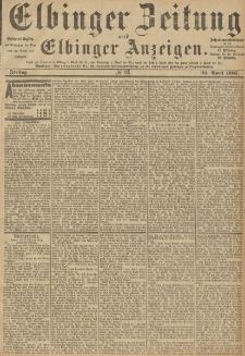 Elbinger Zeitung und Elbinger Anzeigen, Nr. 93 Freitag 22. April 1887