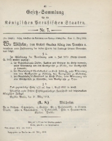 Gesetz-Sammlung für die Königlichen Preussischen Staaten, 31. März 1903, nr. 7.