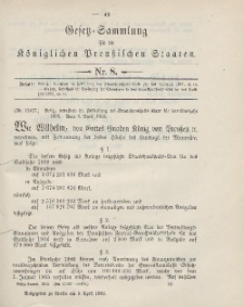Gesetz-Sammlung für die Königlichen Preussischen Staaten, 9. April 1903, nr. 8.