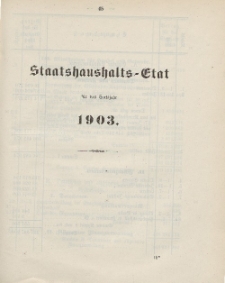 Gesetz-Sammlung für die Königlichen Preussischen Staaten, (Staatshaushalts-Etat für das Etatsjahr 1903)