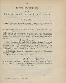 Gesetz-Sammlung für die Königlichen Preussischen Staaten, 16. April 1903, nr. 10.