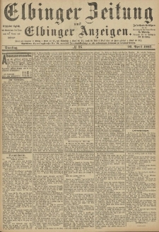 Elbinger Zeitung und Elbinger Anzeigen, Nr. 96 Dienstag 26. April 1887