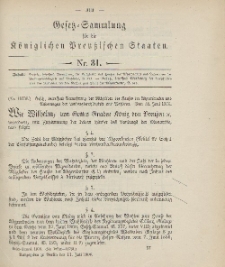 Gesetz-Sammlung für die Königlichen Preussischen Staaten, 11. Juli 1906, nr. 31.