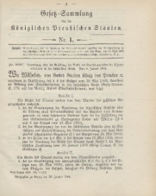 Gesetz-Sammlung für die Königlichen Preussischen Staaten, 20. Januar 1904, nr. 1.