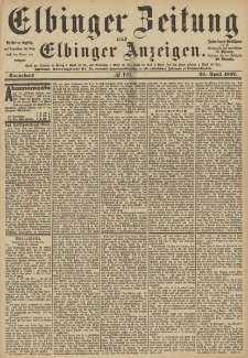 Elbinger Zeitung und Elbinger Anzeigen, Nr. 100 Sonnabend 30. April 1887