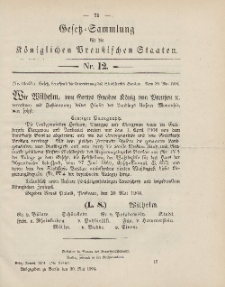 Gesetz-Sammlung für die Königlichen Preussischen Staaten, 30. Mai 1904, nr. 12.