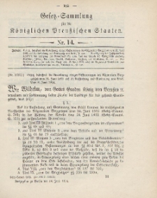 Gesetz-Sammlung für die Königlichen Preussischen Staaten, 14. Juni 1904, nr. 14.