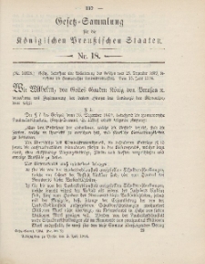 Gesetz-Sammlung für die Königlichen Preussischen Staaten, 5. Juli 1904, nr. 18.