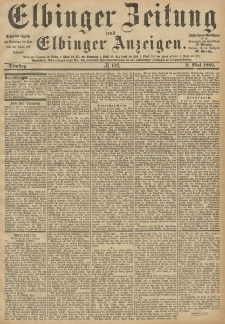 Elbinger Zeitung und Elbinger Anzeigen, Nr. 102 Dienstag 3. Mai 1887