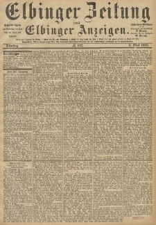 Elbinger Zeitung und Elbinger Anzeigen, Nr. 102 Dienstag 3. Mai 1887