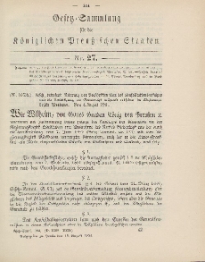 Gesetz-Sammlung für die Königlichen Preussischen Staaten, 18. August 1904, nr. 27.
