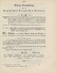 Gesetz-Sammlung für die Königlichen Preussischen Staaten, 29. Dezember 1904, nr. 41.