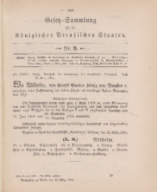 Gesetz-Sammlung für die Königlichen Preussischen Staaten, 30. März 1905, nr. 9.