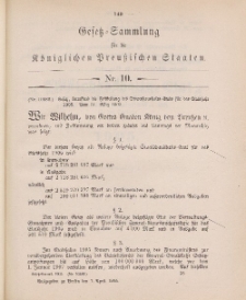 Gesetz-Sammlung für die Königlichen Preussischen Staaten, 1. April 1905, nr. 10.