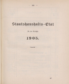 Gesetz-Sammlung für die Königlichen Preussischen Staaten, (Staatshaushalts-Etat für das Etatsjahr 1905)