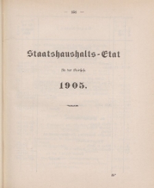 Gesetz-Sammlung für die Königlichen Preussischen Staaten, (Staatshaushalts-Etat für das Etatsjahr 1905)