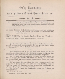 Gesetz-Sammlung für die Königlichen Preussischen Staaten, 1. April 1905, nr. 11.