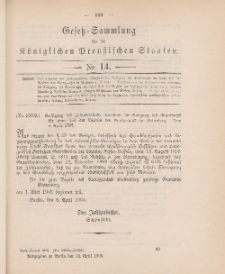 Gesetz-Sammlung für die Königlichen Preussischen Staaten, 14. April 1905, nr. 14.