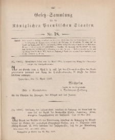 Gesetz-Sammlung für die Königlichen Preussischen Staaten, 30. Mai 1905, nr. 18.