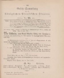 Gesetz-Sammlung für die Königlichen Preussischen Staaten, 24. Juni 1905, nr. 22.