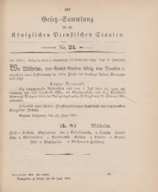 Gesetz-Sammlung für die Königlichen Preussischen Staaten, 30. Juni 1905, nr. 24.