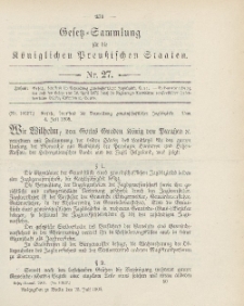 Gesetz-Sammlung für die Königlichen Preussischen Staaten, 26. Juli 1905, nr. 27.