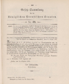 Gesetz-Sammlung für die Königlichen Preussischen Staaten, 23. Oktober 1905, nr. 39.