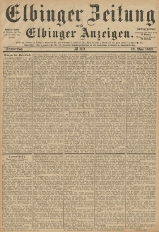Elbinger Zeitung und Elbinger Anzeigen, Nr. 109 Donnerstag 12. Mai 1887