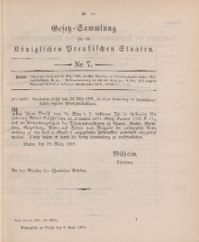 Gesetz-Sammlung für die Königlichen Preussischen Staaten, 6. April 1898, nr. 7.