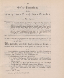Gesetz-Sammlung für die Königlichen Preussischen Staaten, 27. April 1898, nr. 8.