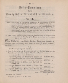 Gesetz-Sammlung für die Königlichen Preussischen Staaten, 24. Mai 1898, nr. 14.