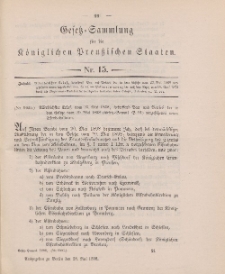 Gesetz-Sammlung für die Königlichen Preussischen Staaten, 28. Mai 1898, nr. 15.